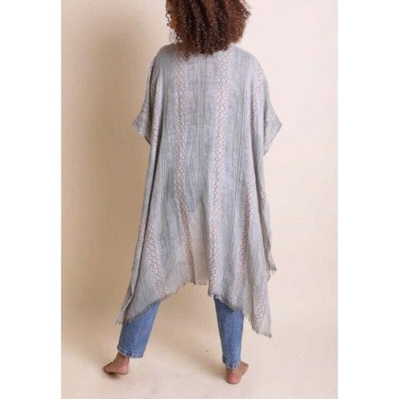 Tribal Kimono Long Maxi Length Boho Beach Wrap Swim Coverup 40”Long 32” - Picture 3 of 4